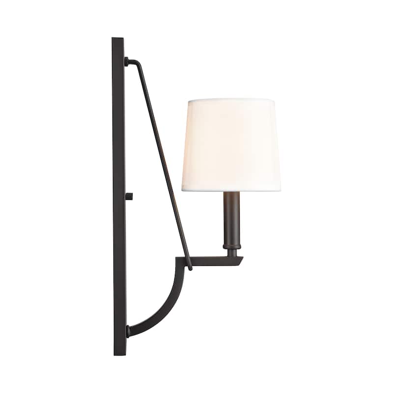 Elk Home Robinson Matte Black With Off White Round Fabric Shade Sconce