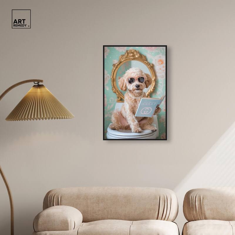 Goldendoodle Toilet Time Canvas by Art Remedy