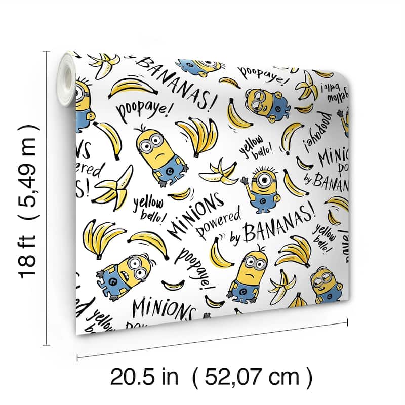 Minions Powered By Bananas Peel and Stick Wallpaper by RoomMates