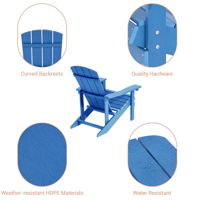 BONOSUKI Patio Adirondack Chair w/Cupholder,Weather Resistant-Set of 4