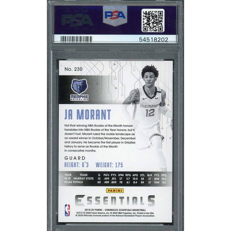 Ja Morant 2019 Panini Chronicles Basketball Rookie Card RC #230 Graded PSA 10 - 8'6" x 11'6"