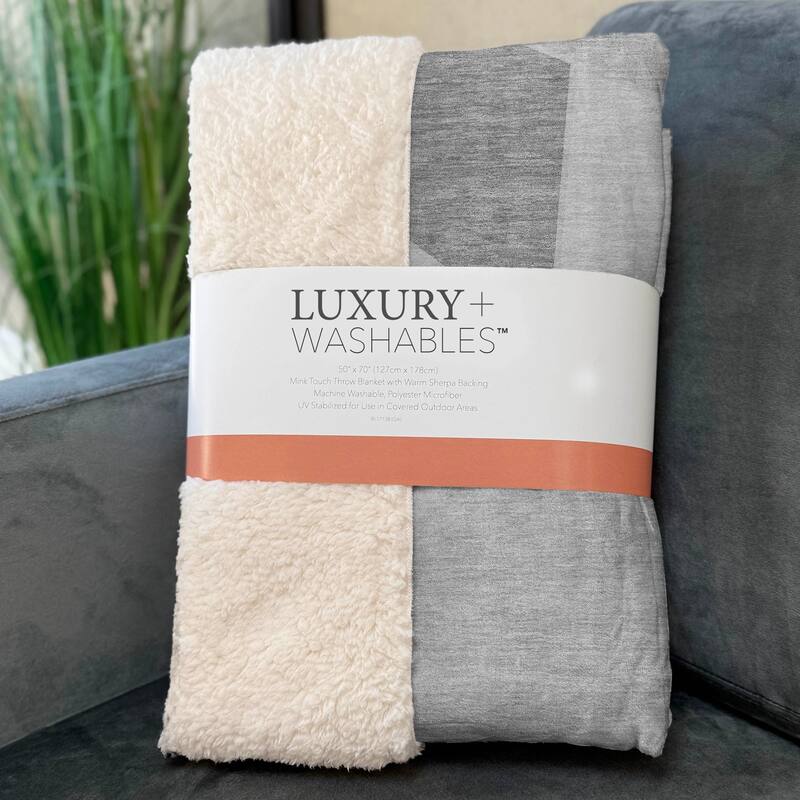 Premium Machine Washable Modern Contemporary Sherpa Throw Blanket