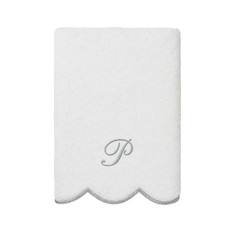 Authentic Hotel and Spa 100% Turkish Cotton Grey ADORNIA Scallop Personalized 3 Piece Towel Set - 3 Piece Set