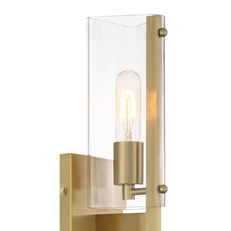 Latitude 22.25 in. 2-Light Brushed Gold Modern Wall Sconce Light