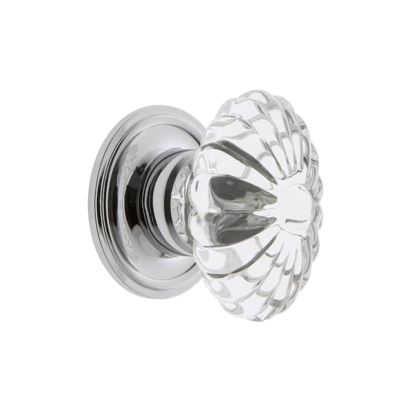 Grandeur BURG-CRYS-KNOB-GEO Burgundy 1-3/4" Vintage Flower Fluted - Bright Chrome