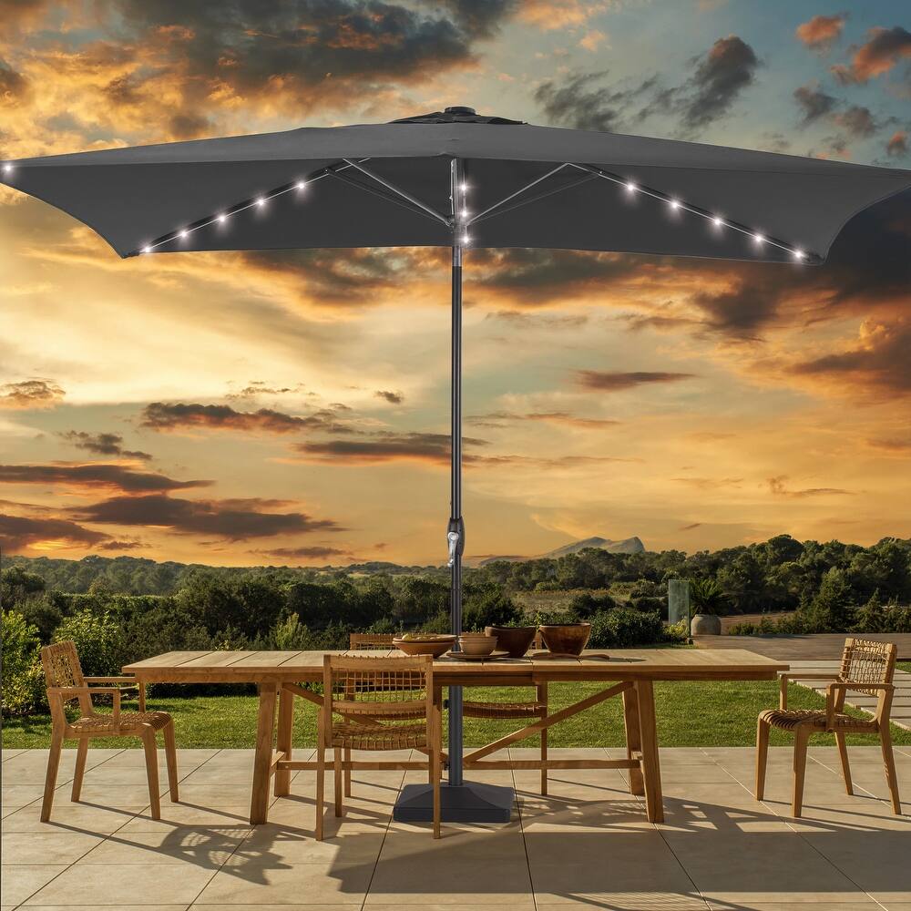 BONOSUKI 6x9FT LED Patio Market Umbrellas Table Umbrella w/Tilt Button