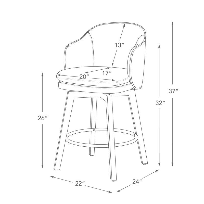 Spruce & Spring Kaylee Modern Swivel Counter Height Bar Stools with Arm