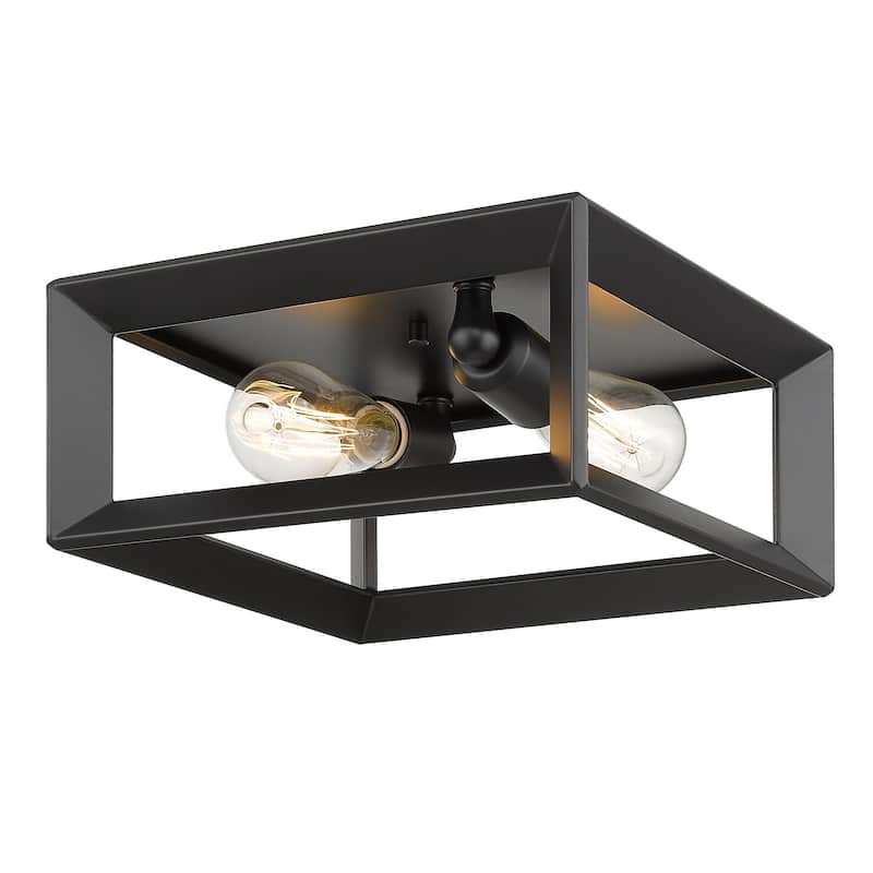 Golden Lighting Smyth 2-light Flush Mount in Matte Black - 11.5"x5.5"