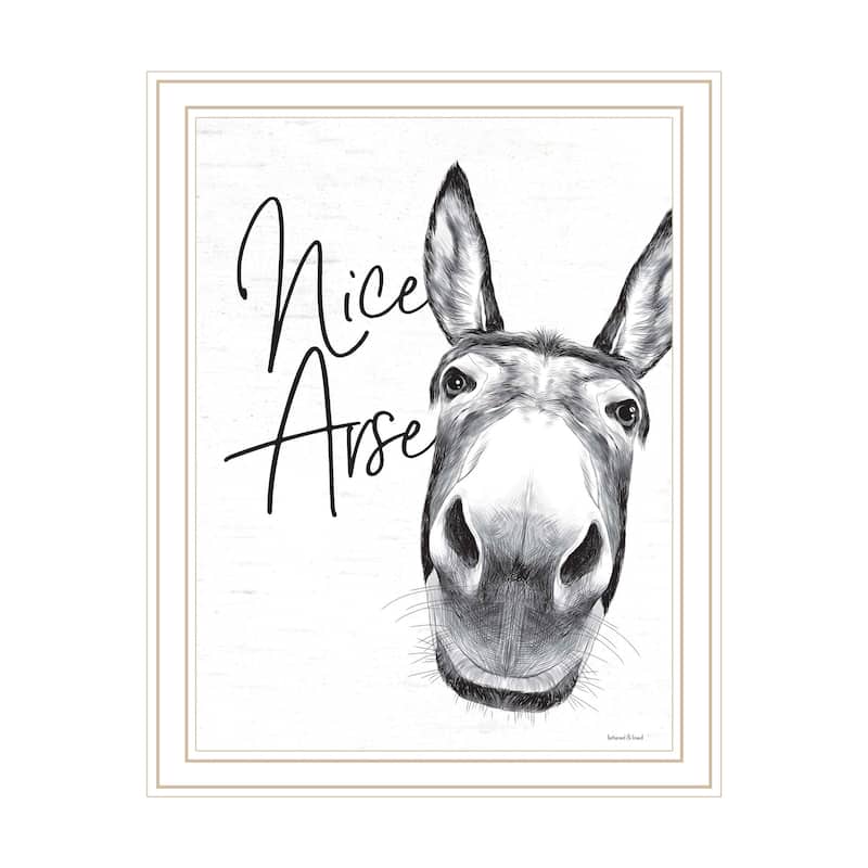 Trendy Decor 4U "Nice Ar-se" Framed Wall Art, Modern Home Décor Framed Print Wall Decoration by Lettered & Lined - White