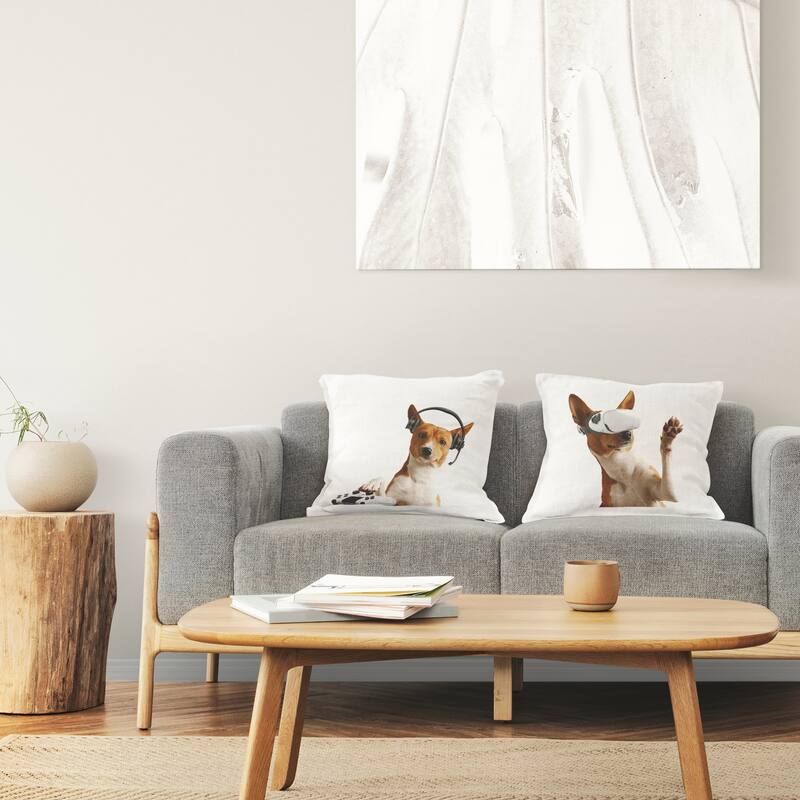Stupell Video Game Dogs with VR Decorative Printed Throw Pillow Design by CAD Designs (Set of 2)