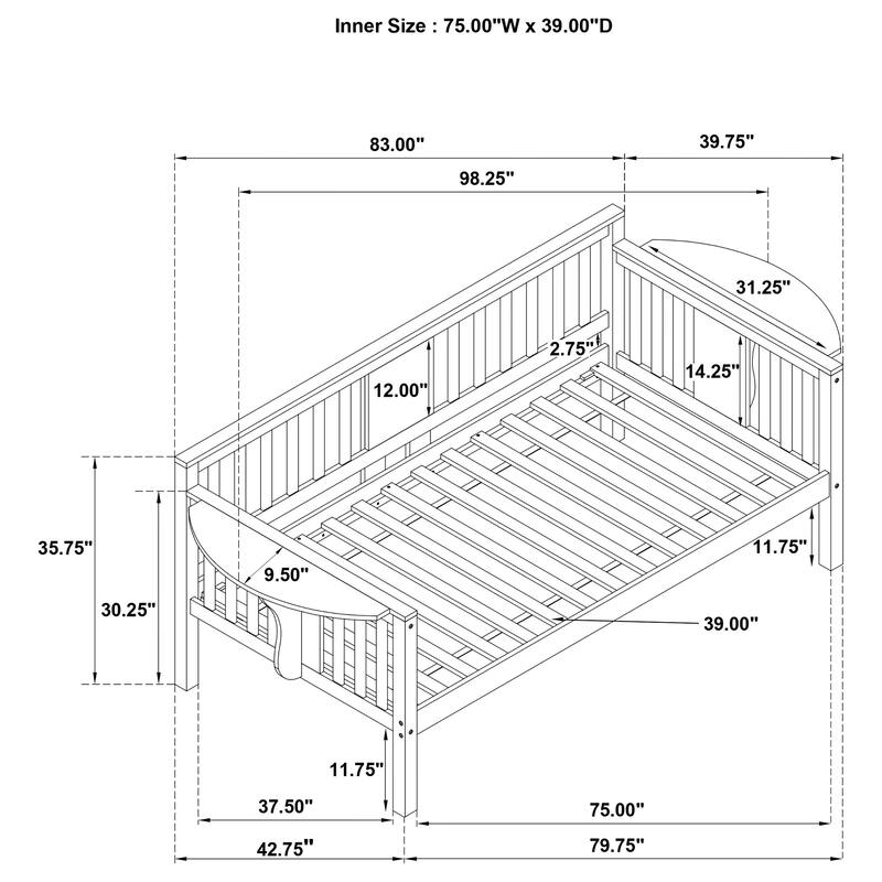 Bethany Wood Twin Daybed with Drop-down Tables