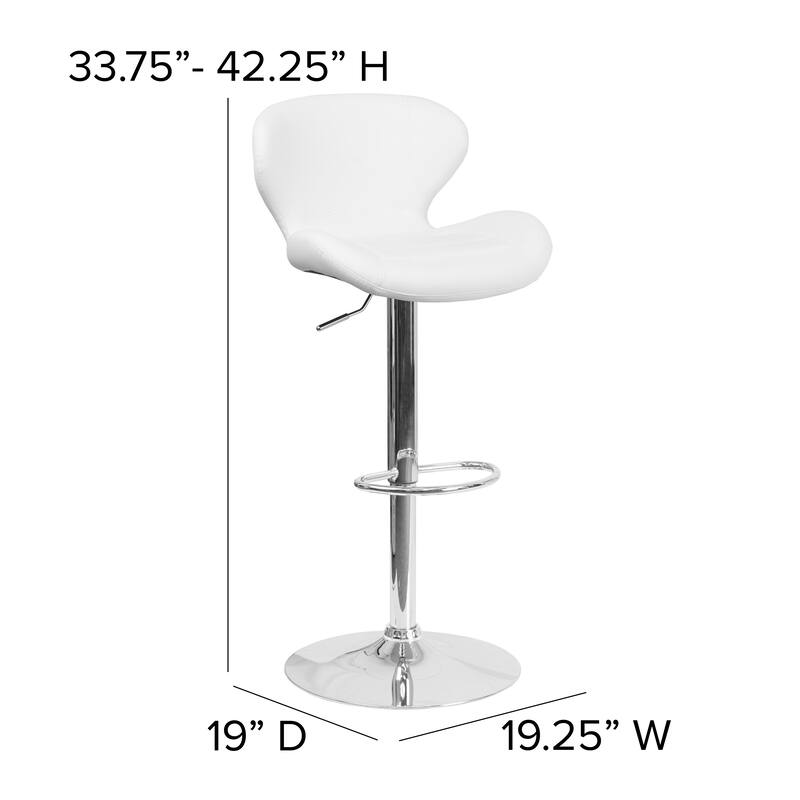 Modern Low-back Height-adjustable Chrome/Vinyl Barstools (Set of 2)