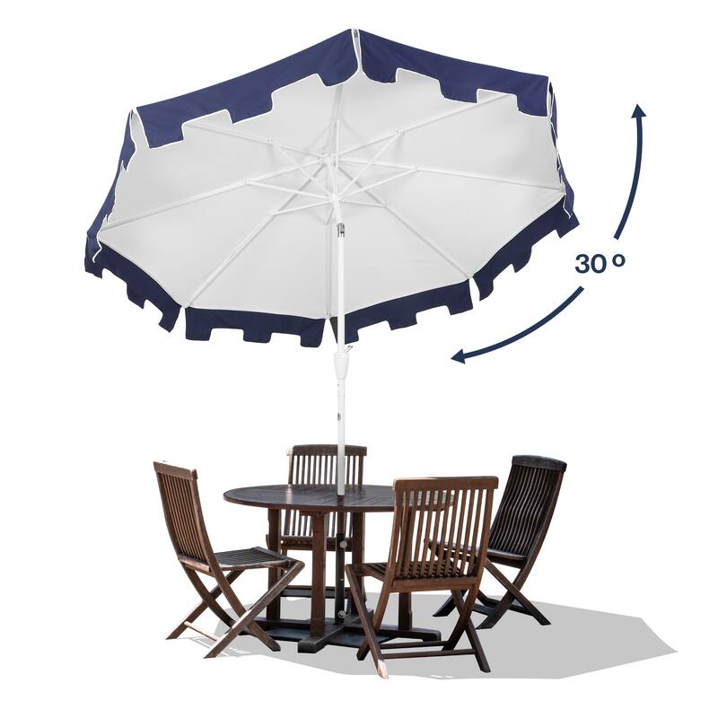 Collins 9 ft. Classic MidCentury Market Patio Umbrella with UV Protection, Auto-Tilt, Crank and Wind Vent, by JONATHAN Y