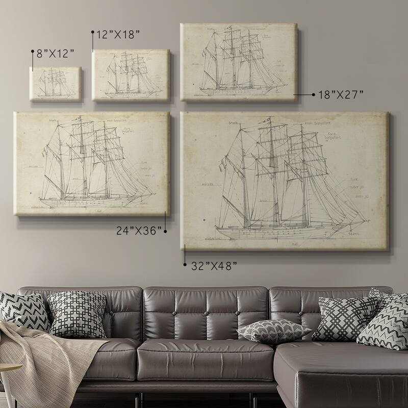 Sailboat Blueprint I Premium Gallery Wrapped Canvas - Ready to Hang