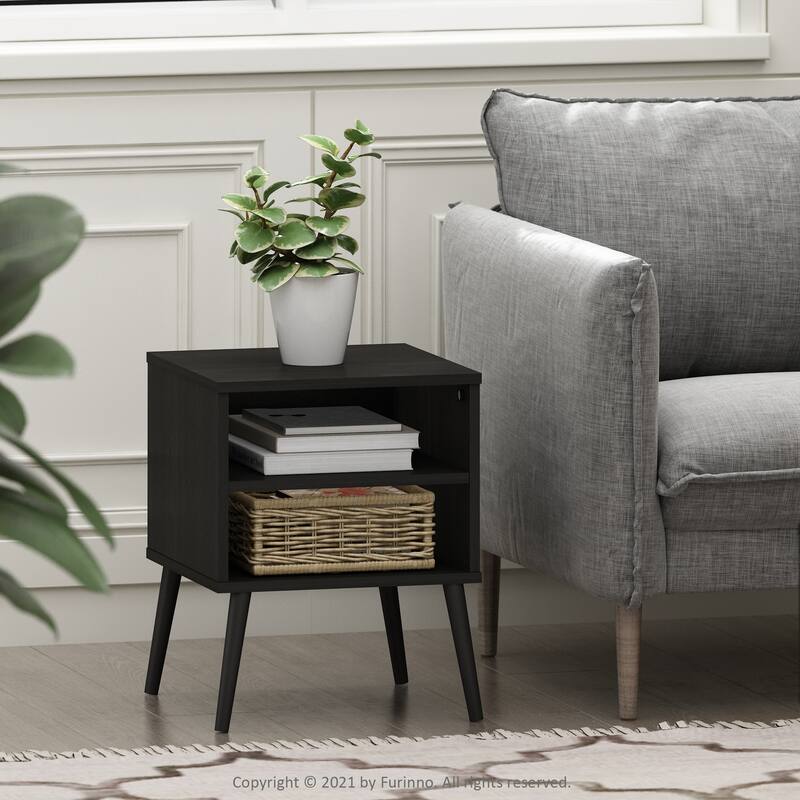 Furinno Claude Mid Century Style End Table with Wood Legs