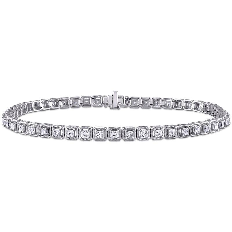 Miadora 14k White Gold Diamond Tennis Bracelet 1 1/3 to 6 1/10ct TDW