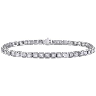 Miadora 14k White Gold Diamond Tennis Bracelet 1 1/3 to 6 1/10ct TDW