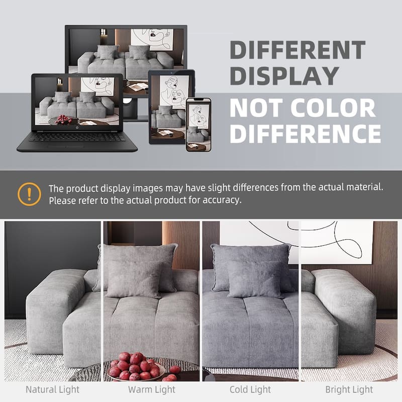 113.39" Chenille 4-Seater Modular Sofa, Sparkling Tufted and Non-Slip Base