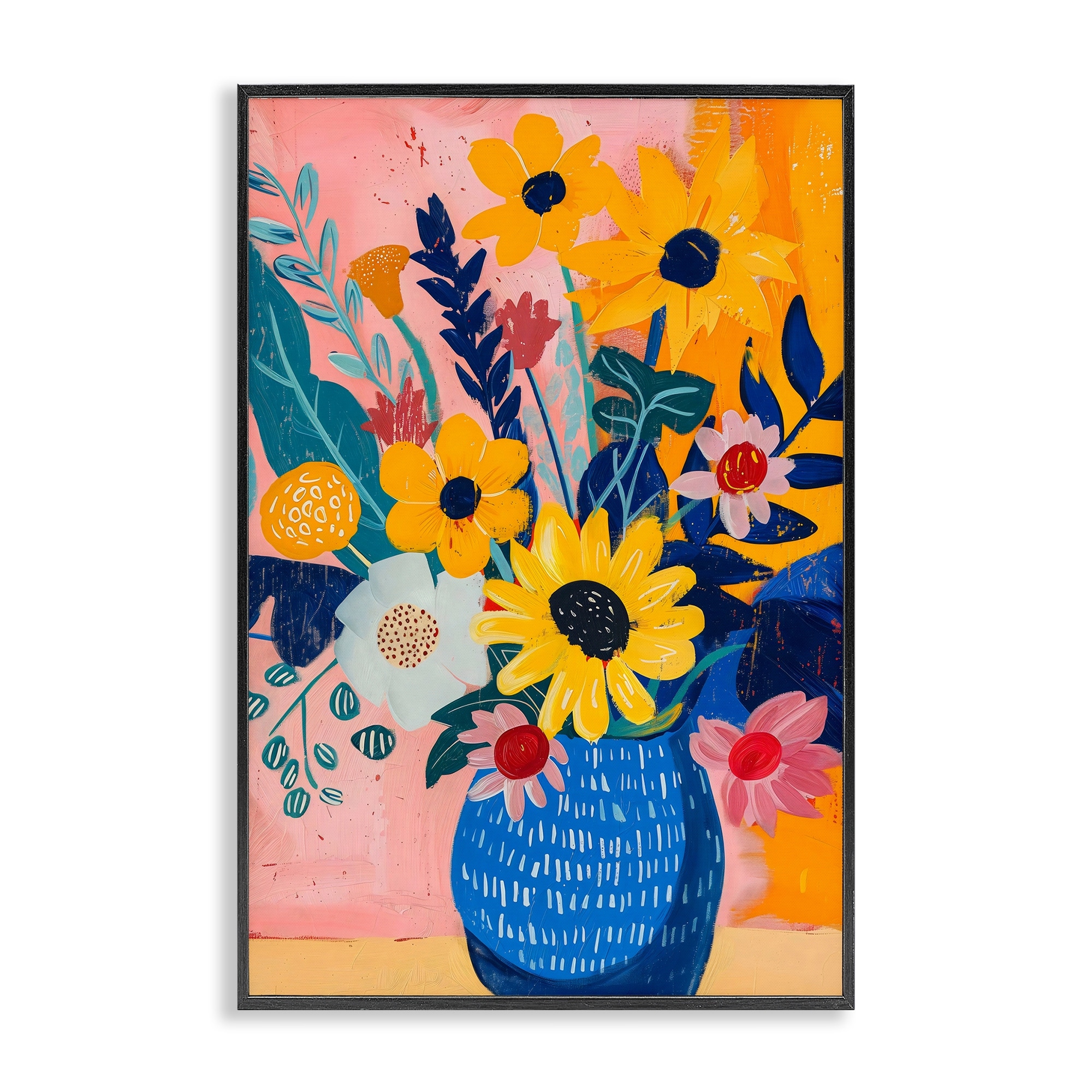 Stupell Colorful Floral Vase Framed Giclee Art Design By LSR Creative Studio