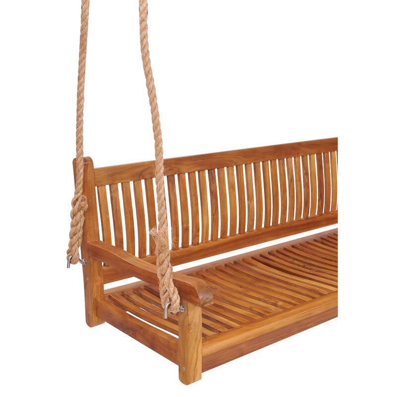 Chic Teak Elzas Teak Wood Outdoor Triple Porch Swing, 71 inch