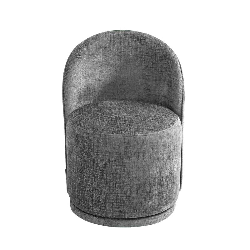 Modern Armless 360-Degree Swivel Dining Chair Barrel Chair - SET OF 4 - GRAY CHENILLE