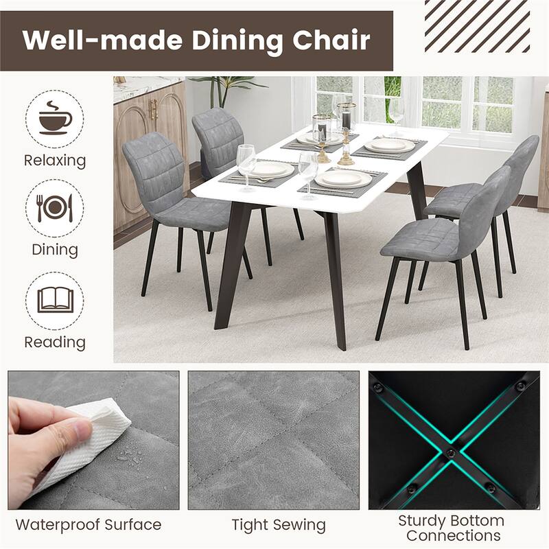 Gymax Dining Chairs Set of 4 w/ Padded Back Metal Legs & 2 Adjustable