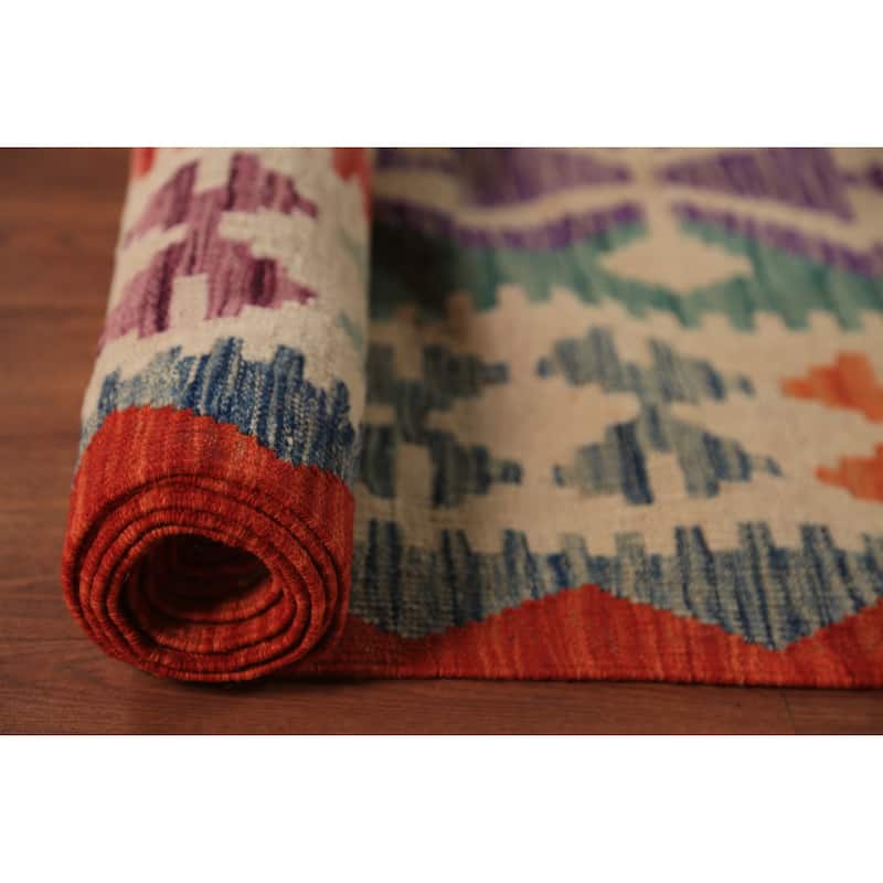 Kilim Oriental Large Rug Hand-Woven Southwestern Wool Carpet - 10'1"x 16'4"