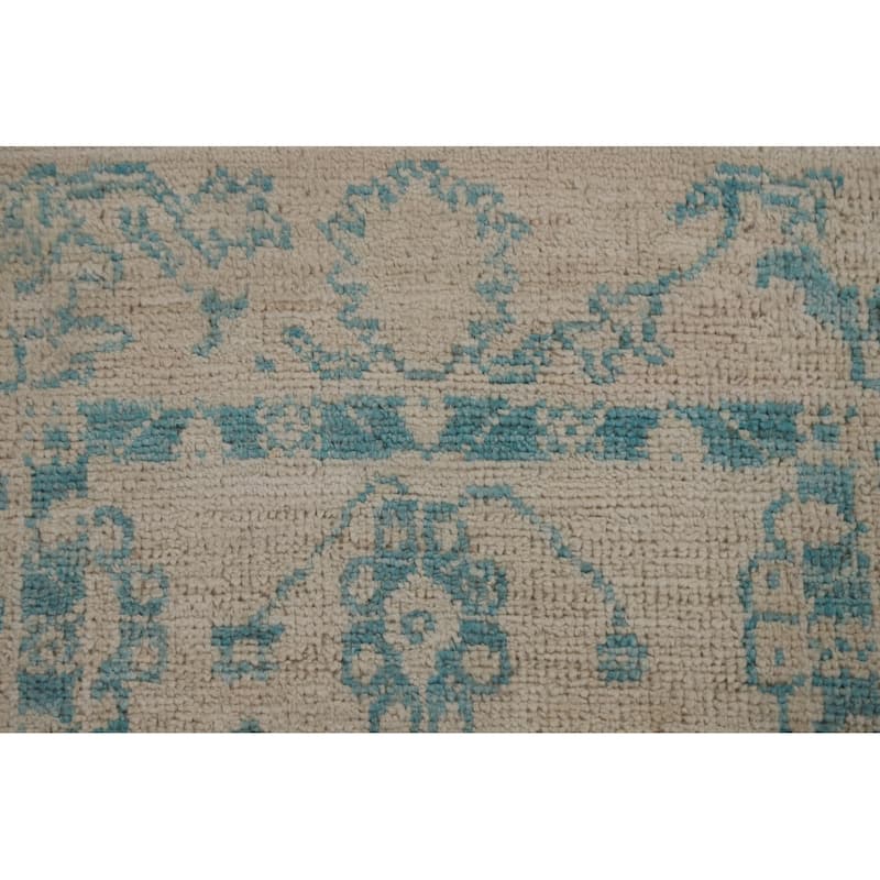 Geometric Oriental Oushak Turkish Wool Rug Hand-knotted Foyer Carpet - 2'0" x 3'11"