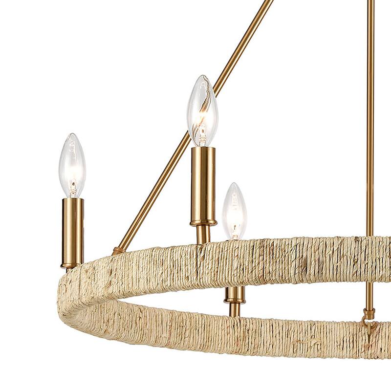 Abaca 24-inch Wide 5-Light Chandelier in Satin Brass