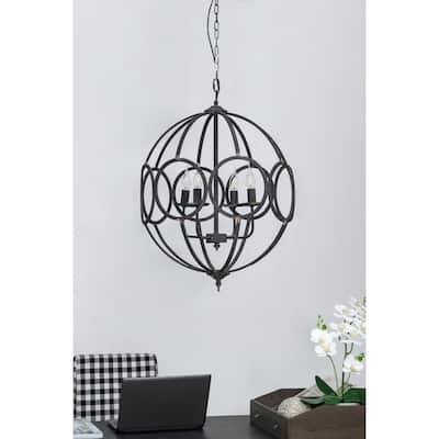 4 - Light Metal Chandelier, Hanging Light Fixture with Adjustable Chain for Kitchen Dining Room, Bulb Not Included