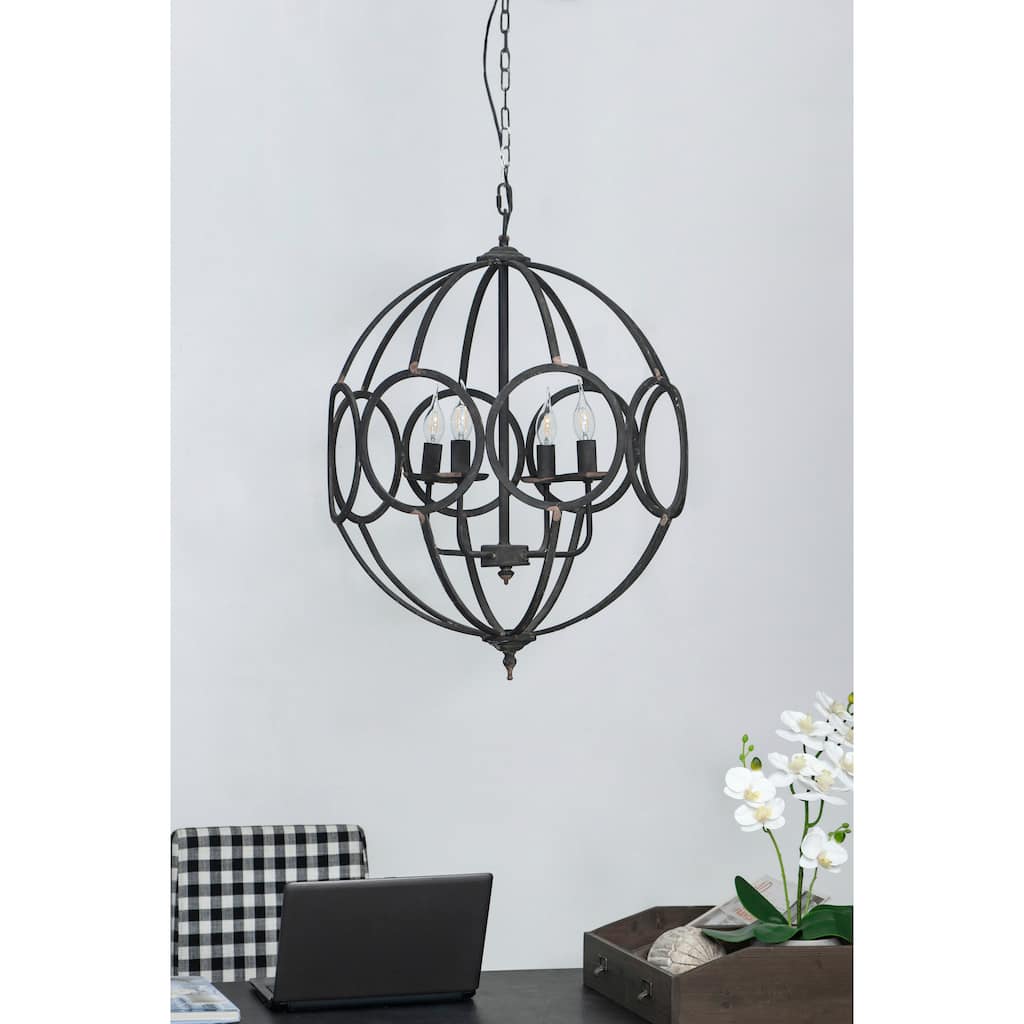 4 - Light Metal Chandelier, Hanging Light Fixture with Adjustable Chain for Kitchen Dining Room Foyer Entryway,Bulb Not Included