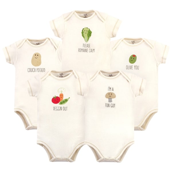 slide 1 of 1, Touched by Nature Organic Cotton Bodysuits 5pk, Mushroom 18-24 Months - Mushroom