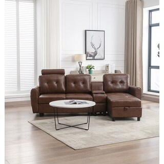 L Shape Sectional Sofa with Cup Holders & Storage Chaise - Bed Bath ...