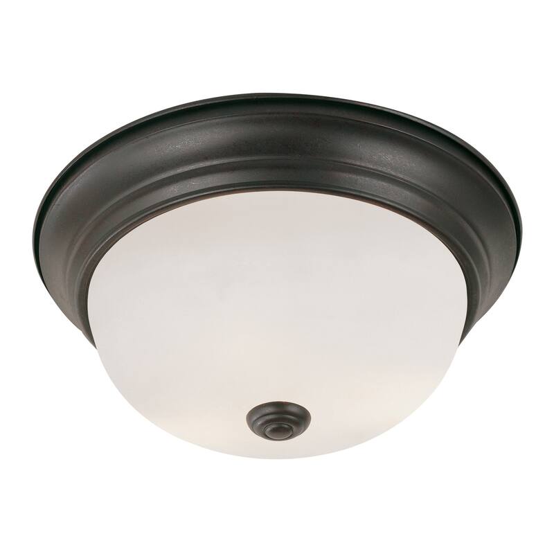 Trans Globe Lighting 2 Light 13" Flush Mount Round Ceiling Fixture - Rubbed Oil Bronze