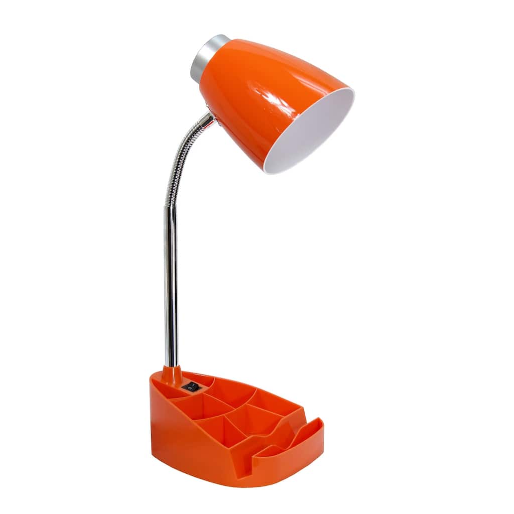 18.5 in. Chrome Finish Table Lamp with Orange Shade, Desk Lamp for Writing and Computer Desks