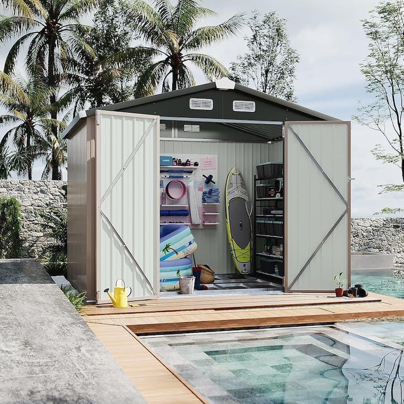 AOXUN Outdoor Storage Shed with Lockable Doors and Air Vents for Garden