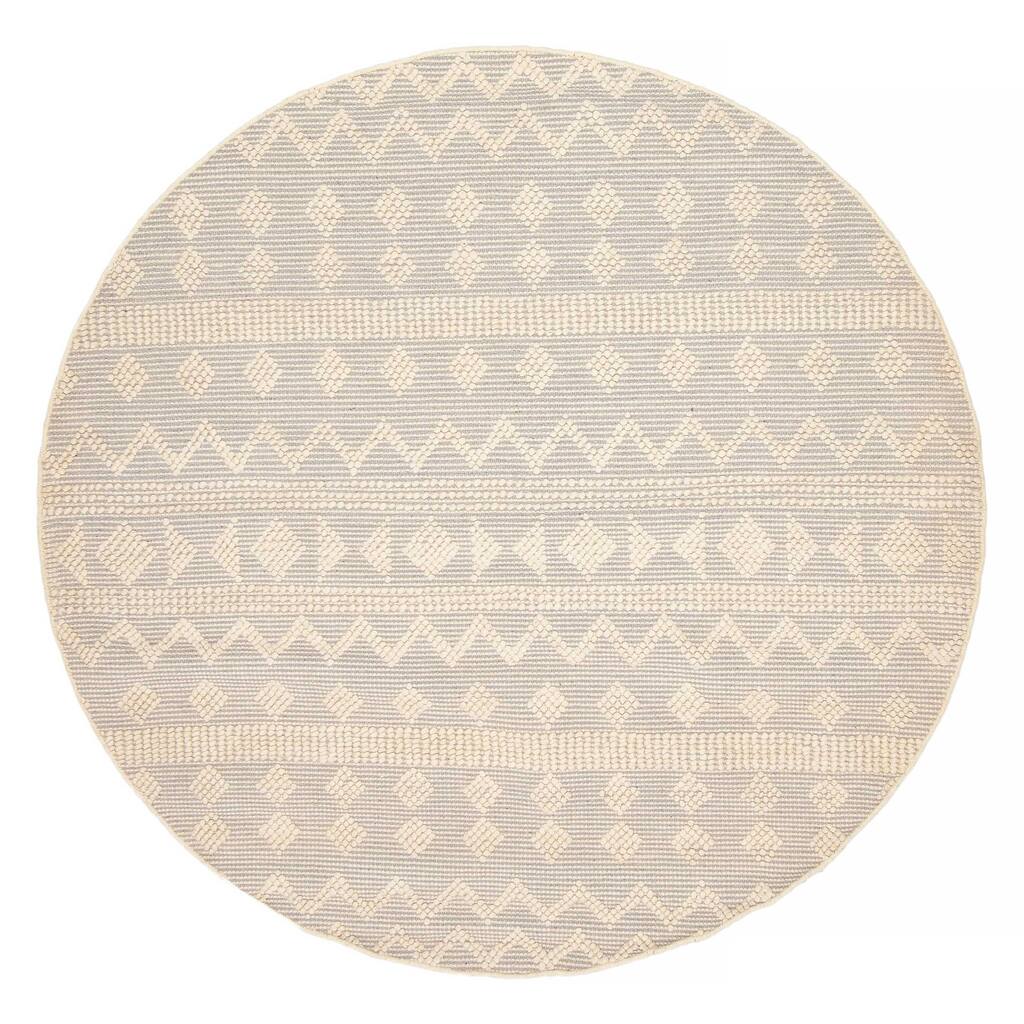 ECARPETGALLERY Braid weave Sienna Grey, Grey Wool Rug - 5'9 x 5'9