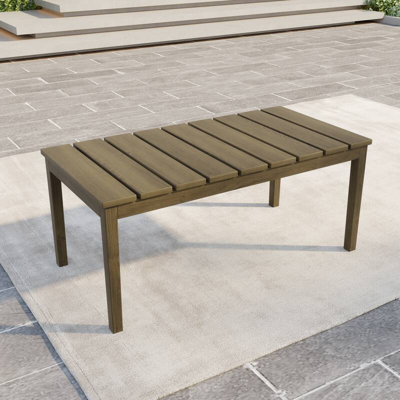 Outdoor Teak Solid Wood Patio Furniture Set Loveseat Armchair Table Collection - Coffee Table - Naturalframe