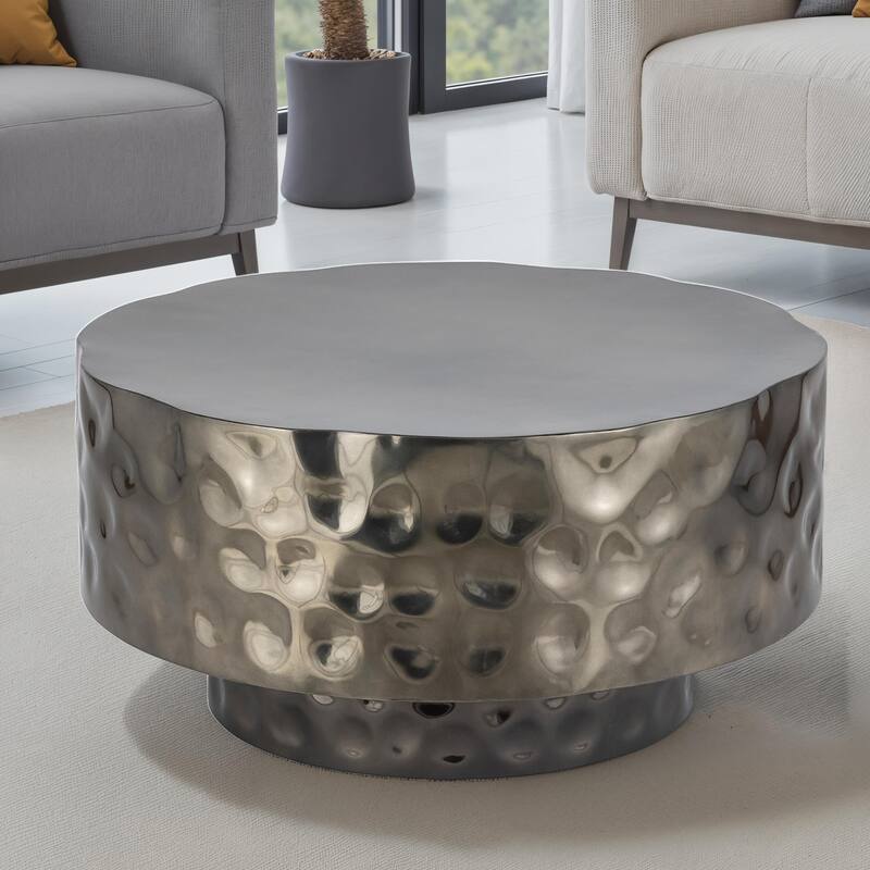 Modern Style Coffee Table made with Metal in Nickel - Nickel