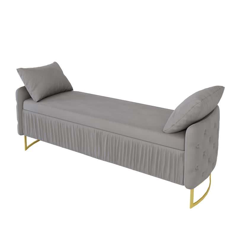 2-Piece Bedroom Set with Velvet Upholstered Bed and Storage Ottoman Bench by Harper&Bright Designs