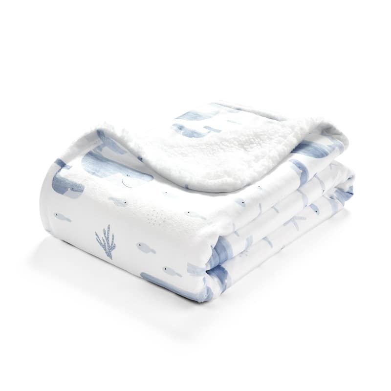 Lush Decor Baby Seaside Sherpa Blanket - 40"x30" - Nature - 40"x30" - Blue