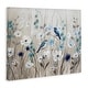 preview thumbnail 3 of 9, Stupell Birds Floral Meadow Blue White Blossoms Canvas Wall Art