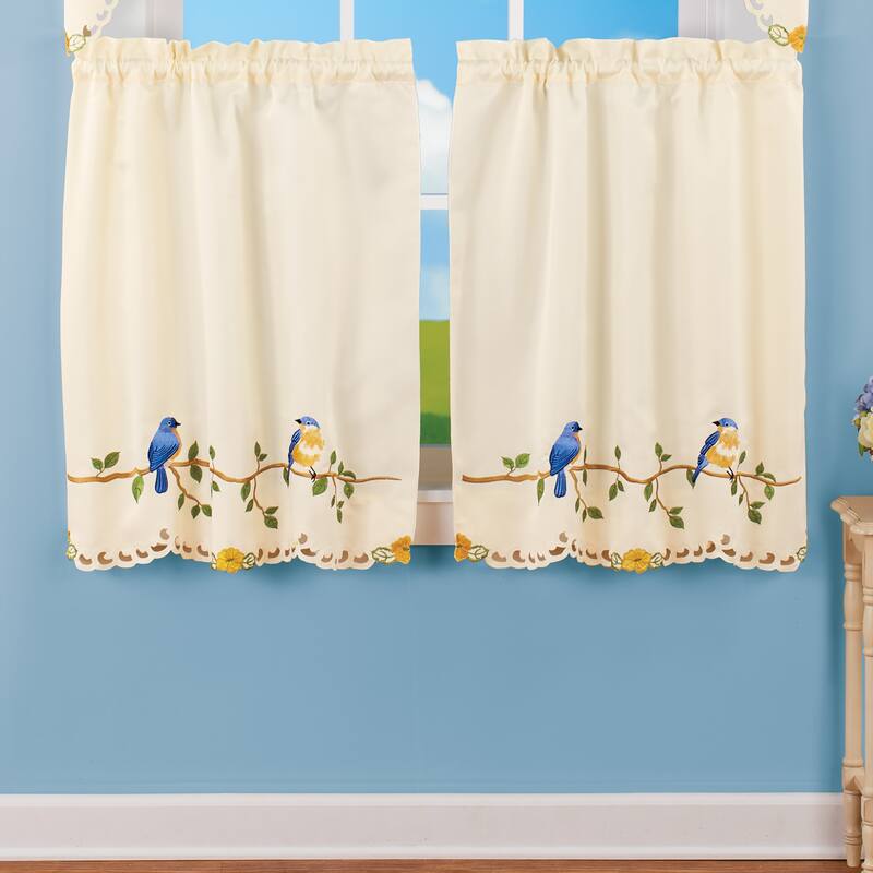 Beautiful Perched Songbirds Window Curtains - 36