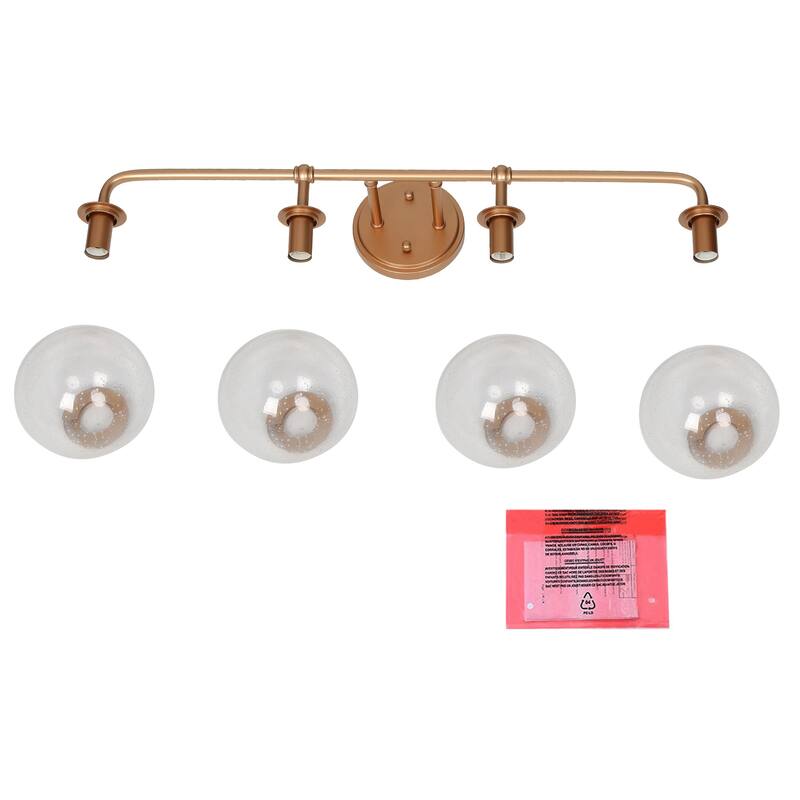Modern Farmhouse 4-Light Orb Glass Linear Bathroom Vanity Light - L30.5"x W 7"x H 10"