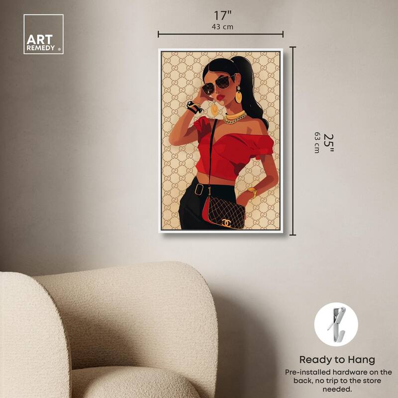 Her Stylish Red Look Canvas by Art Remedy