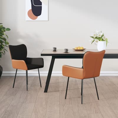 vidaXL Dining Chairs 2 pcs Black Fabric and Faux Leather - 21.5" x 22.8" x 32.1"