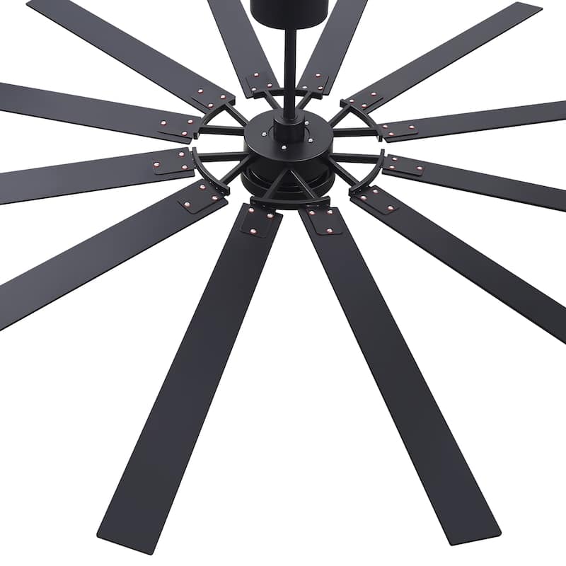 72"/80" Large Windmill Ceiling Fan with Light and Remote(12 Reversible Blades)
