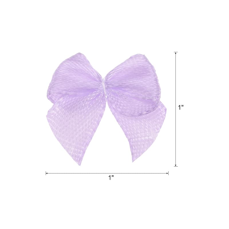 Mini Ribbon Bow 1" Mini Fabric Satin Ribbon Flower Bows - Purple - 30Pcs