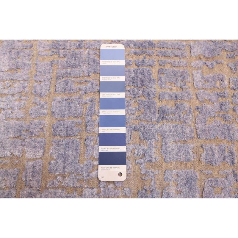 ECARPETGALLERY Hand-knotted Legacy Slate Blue Silk, Wool Rug - 2'7 x 12'3