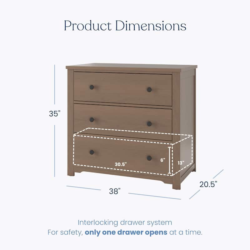 Child Craft Harmony 3-drawer Dresser with Dressing Kit